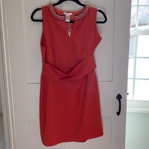 NWT coral Esley dress with beaded collar